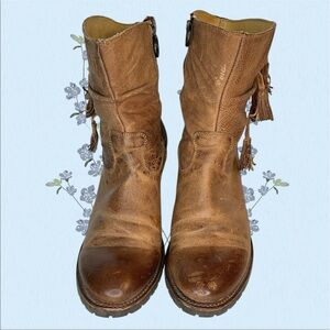 Justin Rustico Women's Chunky Brown Leather Boots Size 10B SN# MSL101